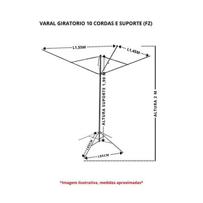 Varal Giratório Com Suporte Fz 10 Cordas - Fp