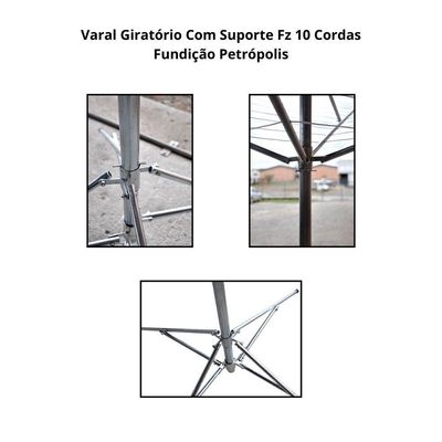 Varal Giratório Com Suporte Fz 10 Cordas - Fp