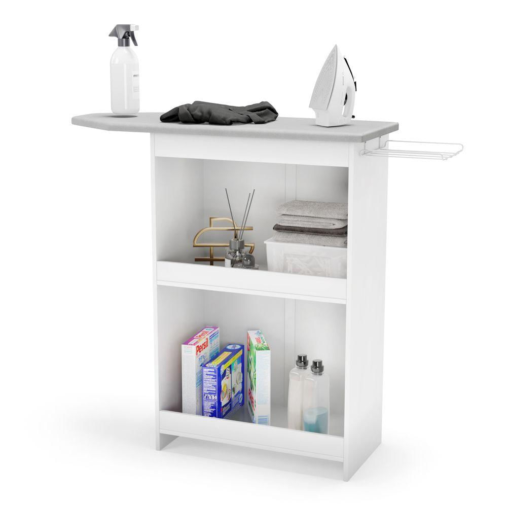 Tábua De Passar Roupa Luna Com Suporte Para Ferro Branco - Desk Design