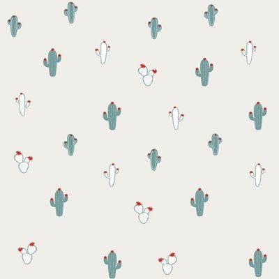 Papel De Parede Fofura Baby Cactos Fundo Branco Ff4011