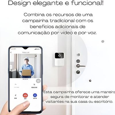Interfone Inteligente Com Câmera Wifi E áudio Sem Fio Segurança E Conveniência Em Um Só Produto