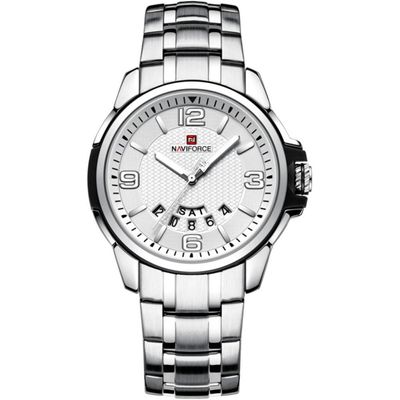 Relógio De Pulso Em Aço Inoxidável Clássico Esportivo Nf9215s Branco