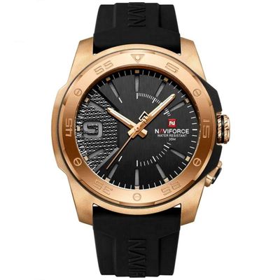 Relógio Quartzo Display Luminoso Esportivo A Prova água Pulseira De Silicone 5atm Preto Dourado