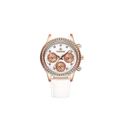 Relógio Feminino Elegante De Couro Wishdoit Wsd-13n à Prova