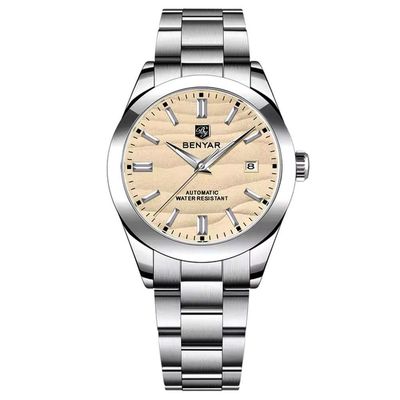 Relógio Automático Masculino Desert Dial Design Em Aço Inoxidável Impermeavel Amarelo