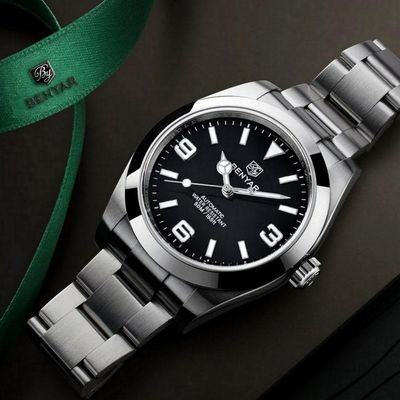 Relógio De Pulso Mecânico Em Aço Inoxidavel Design Esportivo Impermeável Preto