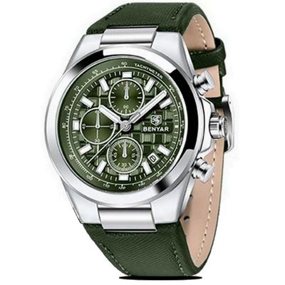 Relógio De Quartzo Masculino Design Esportivo Com Cronógrafo Impermeavel 3atm Verde