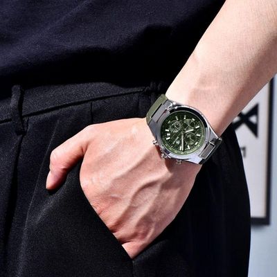 Relógio De Quartzo Masculino Design Esportivo Com Cronógrafo Impermeavel 3atm Verde