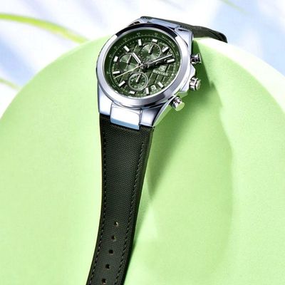 Relógio De Quartzo Masculino Design Esportivo Com Cronógrafo Impermeavel 3atm Verde