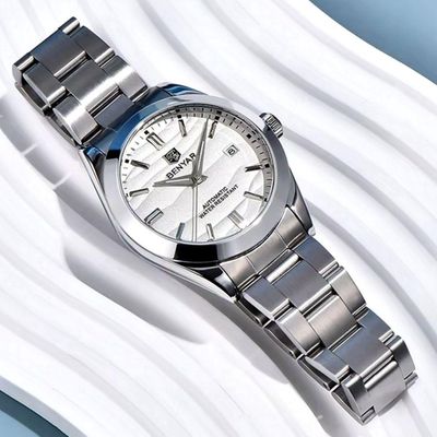 Relógio Automático Masculino Desert Dial Design Em Aço Inoxidável Impermeavel Branco