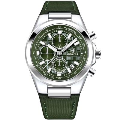 Relógio De Quartzo Masculino Design Esportivo Com Cronógrafo Impermeavel 3atm Verde