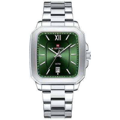 Relógio De Quartzo Masculino Casual Mostrador Quadrado Em Aço Inoxidável Impermavel Verde