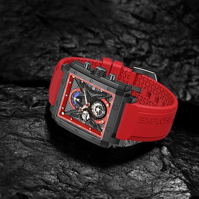 Relógio De Pulso Esportivo De Silicone à Prova D'águaquadrado Vermelho