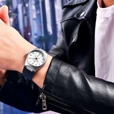 Relógio De Quartzo Retrô Masculino Pulseira Design Animal Print Impermeável 3atm Azul
