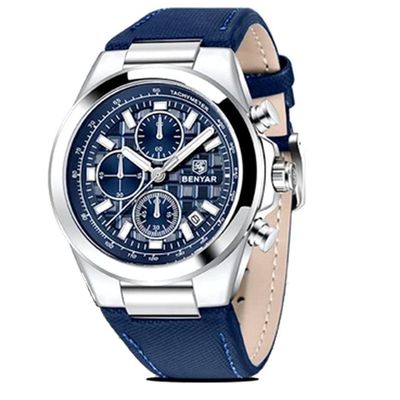 Relógio De Quartzo Masculino Design Esportivo Com Cronógrafo Impermeavel 3atm Azul