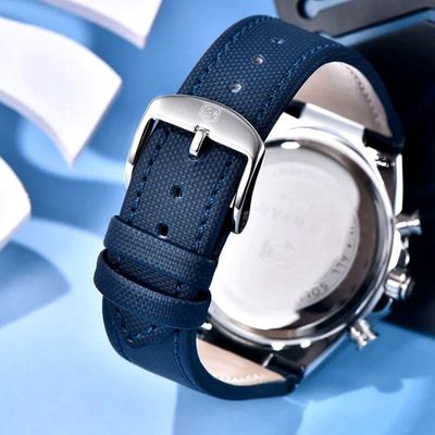 Relógio De Quartzo Masculino Design Esportivo Com Cronógrafo Impermeavel 3atm Azul