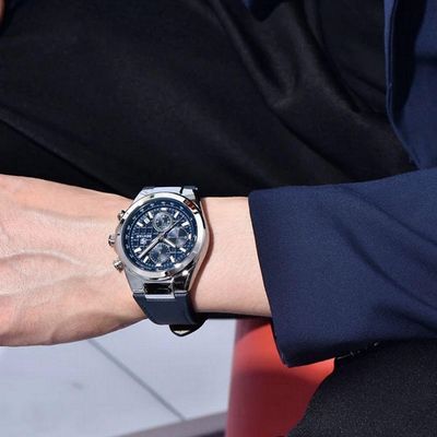 Relógio De Quartzo Masculino Design Esportivo Com Cronógrafo Impermeavel 3atm Azul