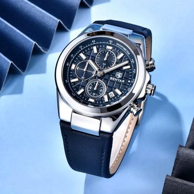 Relógio De Quartzo Masculino Design Esportivo Com Cronógrafo Impermeavel 3atm Azul