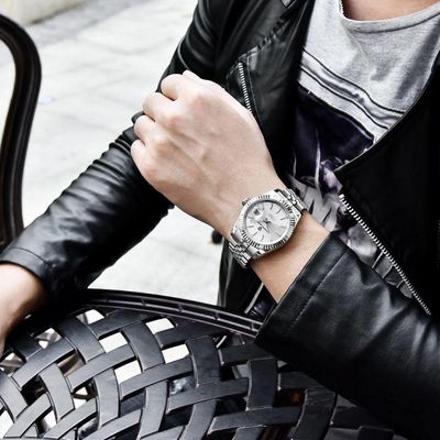 Relogio Analógico Masculino Automatico Em Aço Inoxidavel Impermeavel 10 Atm Cinza