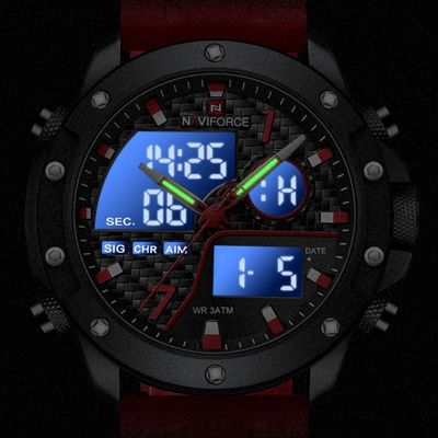 Relógio Digital Led Impermeável Masculino Multifuncional Esportivo Vermelho