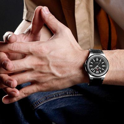 Relógio De Pulso De Quartzo Masculino Design Esportivo Impermeável Preto