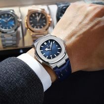 Relógio De Pulso Quartzo Em Couro Impermeável Masculino Poedagar Azul