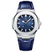 Relógio De Pulso Quartzo Em Couro Impermeável Masculino Poedagar Azul