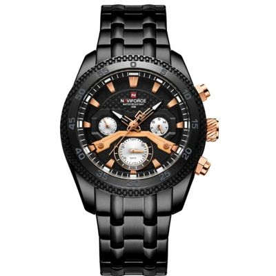 Relógio De Pulso Masculino Quartzo Impermeável Em Aço Inoxidavel Luminoso Preto