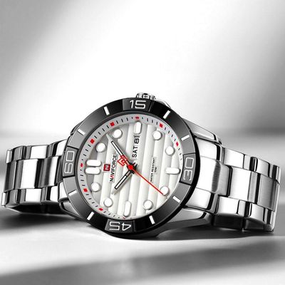 Relógio De Pulso Masculino De Quartzo Design Casual Em Aço Inoxidável Impermeavel Branco