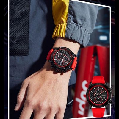 Relógio Masculino De Silicone Quartzo Esportivo 3atm Vermelho