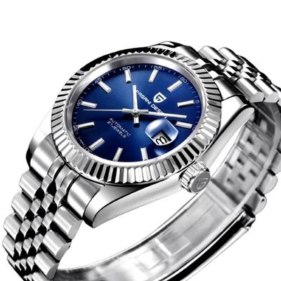 Relogio Analógico Masculino Automatico Em Aço Inoxidavel Impermeavel 10 Atm Azul