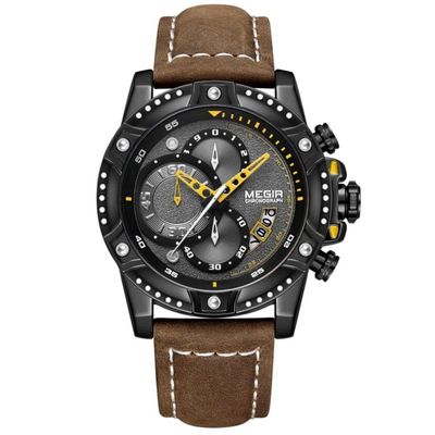 Relógio Masculino Casual Quartzo Esportivo à Prova água 3atm Multifuncional Marrom