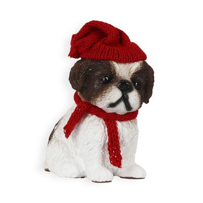Figura Natalina Mini Shih-tzu De Resina Bravadecor