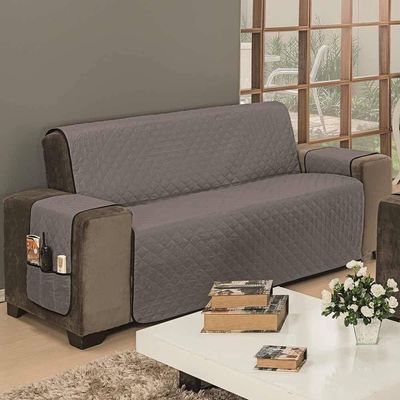 Protetor De Sofá Dupla Face Impermeável Mr 4 Lugares King - Cinza/preto
