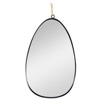 Espelho Decorativo Em Metal Preto Com Alça Corrente Dourado 31 Cm F04 - D'rossi