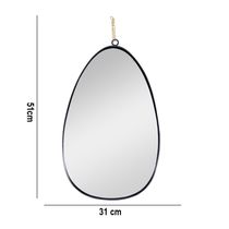 Espelho Decorativo Em Metal Preto Com Alça Corrente Dourado 31 Cm F04 - D'rossi