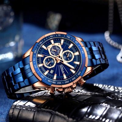 Relógio Masculino Esportivo De Quartzo Multifuncional Azul
