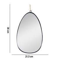 Espelho Decorativo Em Metal Preto Com Alça Corrente Dourado 36 Cm F04 - D'rossi
