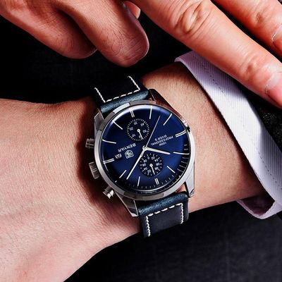 Relógio De Quartzo Esportivo Masculino Benyar Luxo Impermeável Cronógrafo Azul