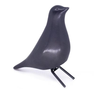Escultura Pássaro Decorativo Em Cerâmica Para Sala Preto 21 Cm F04 - D'rossi