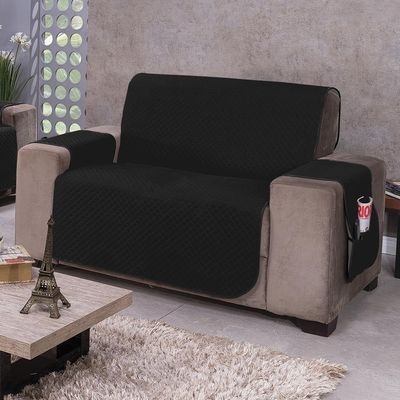 Protetor De Sofá Dupla Face Impermeável Mr 2 Lugares - Preto-cinza