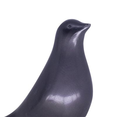 Escultura Pássaro Pomba Cerâmica Para Escritório Preto 15 Cm F04 - D'rossi