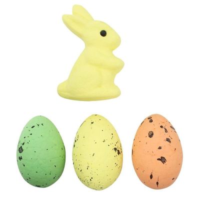 Kit Enfeites Decorativos Páscoa 3 Coelhinhos Com Ovos Decorados
