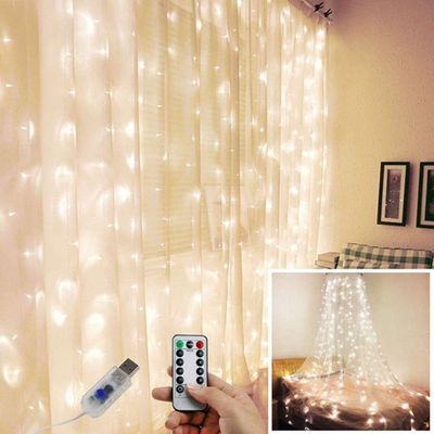 Cortina De Fio De Fada 300 Leds (entrada Usb) 3x3m