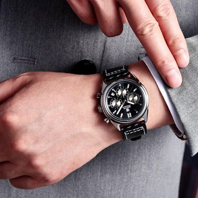 Relógio Masculino Analógico Quartzo Cronógrafo Impermeavel Preto