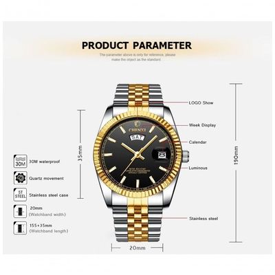 Relógio Masculino Chenxi Cx-004b à Prova D'água Ouro