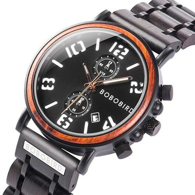 Relógio Masculino De Madeira Bobo Bird Ws263 À Prova D'Água W-S26-1