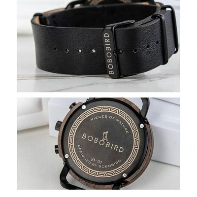 Relógio Masculino Aço Inoxidável Bobo Bird T56 À Prova D'Água Preto Sim