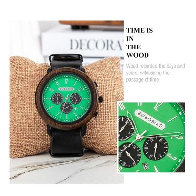 Relógio Masculino Aço Inoxidável Bobo Bird T56 À Prova D'Água Preto Sim