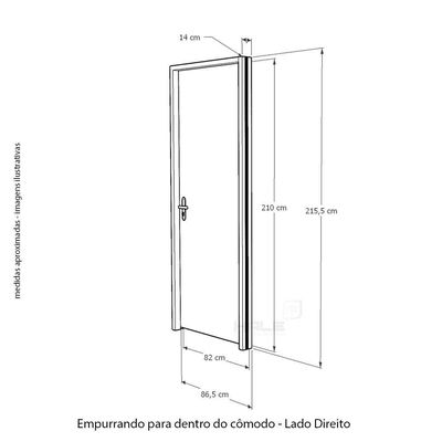 Kit Porta De Madeira 82 X 2.10 Friso Agatha Bat.misto 14cm Fech.ext Rosê Lado Direito - Hale